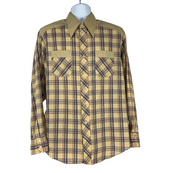 Kennington LTD Mens Plaid Button Down Shirt Sz 16.5 Vintage Western Long Sleeve - Picture 1 of 9